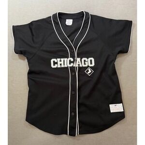 Lady Slugger Chicago White Sox Baseball Jersey Black Womens‎ Size L Button